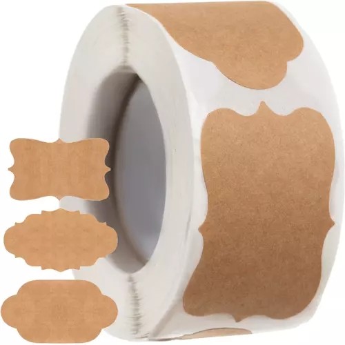 Role etichete autoadezive, 3 forme, hartie, 3 x 5 cm, maro, set 300 bucati - imagine 15